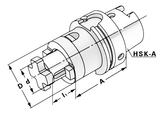 Оправка HSK-A63/16-100 для насадных торцевых фрез по DIN 6358