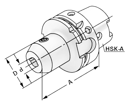Оправка HSK-A100/6-80 для концевых фрез DIN 1835-B с каналами охлаждения