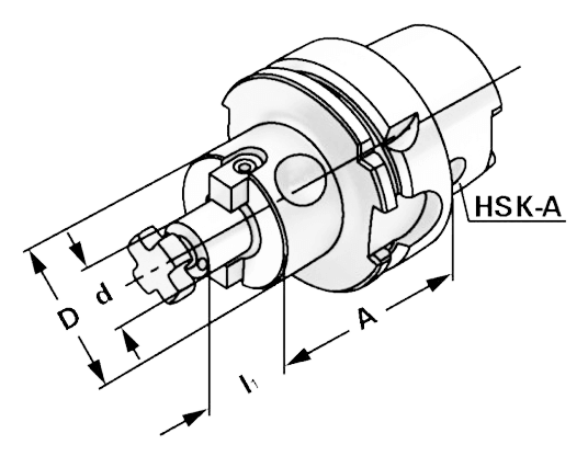 Оправка HSK-A63/22-160 для насадных торцевых фрез по DIN 6357 с каналами под СОЖ