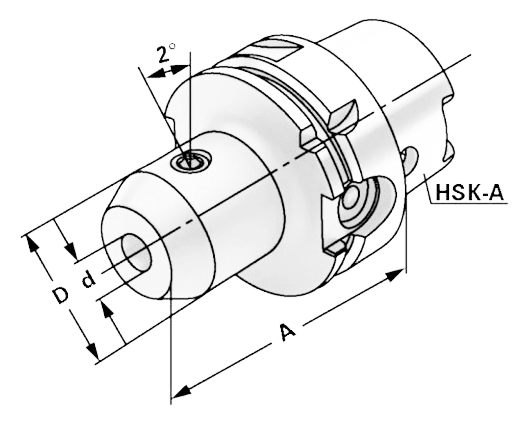 Оправка HSK-A100/25-120 для концевых фрез DIN 1835-E (Whistle Notch)