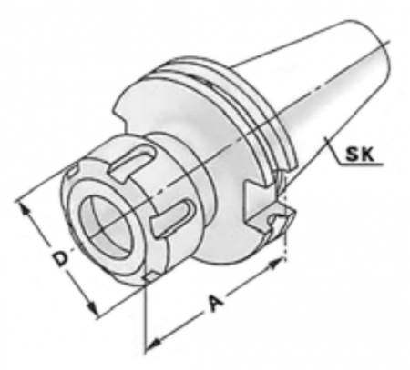 Патрон цанговый BT50 MAS 403 ER40 3-26 A=200 DIN 6499 (ISO 15488) с внутрненней подачей СОЖ