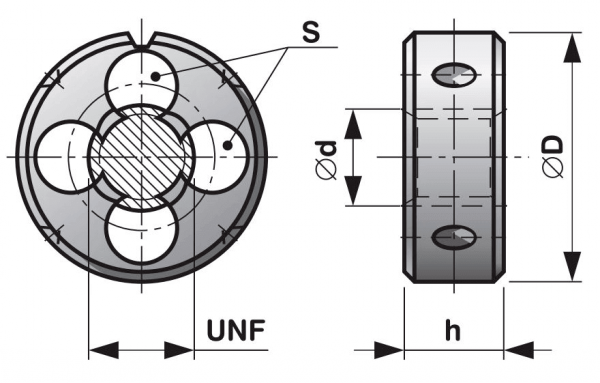 Плашка с унифицированной резьбой UNF 5/8"-18 2А HSS DIN EN 22568 BUCOVICE