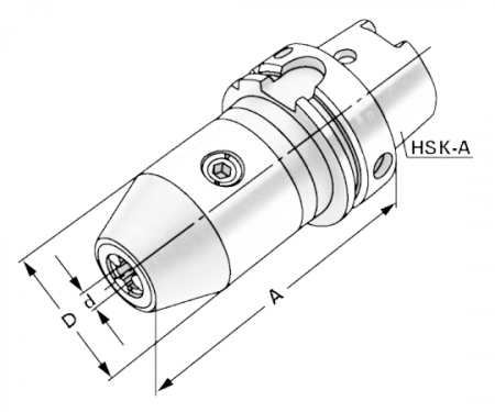 Сверлильный патрон стандартный HSK-A63 0,5-8 с наружным подводом СОЖ, серия APU