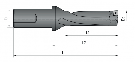 Сверло корпусное со сменными пластинами Ø47 3xD C40-3D47-146SP14