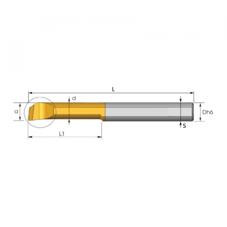 Мини-резец FQ-06206015L Dh6=6 для внутреннего растачивания