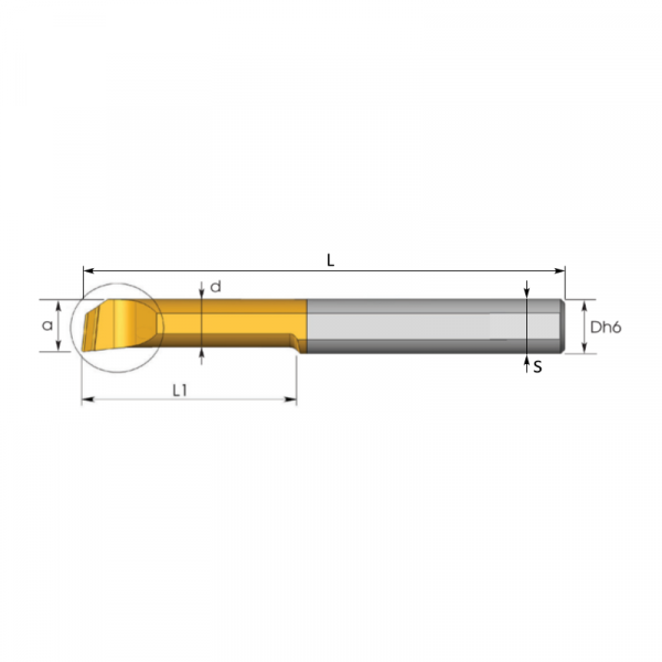 Мини-резец FQ-08208050R Dh6=8 для внутреннего растачивания