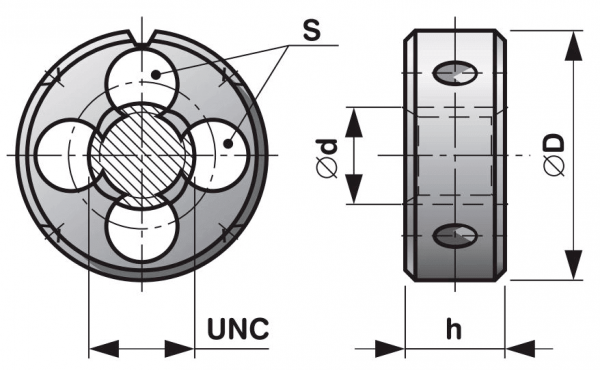 Плашка с унифицированной резьбой UNC 7/8"-9 2А HSS DIN EN 22568 BUCOVICE
