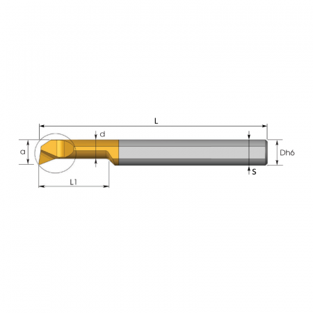 Мини-резец MQ-05205025R Dh6=5 для внутреннего и профильного растачивания