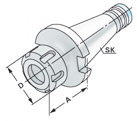 Патрон цанговый SK40 DIN2080 A=50 ER16 1-10 DIN 6499 (ISO 15488)